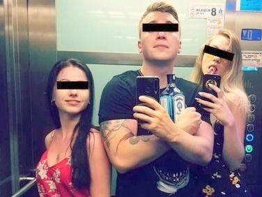 Ein Mann und zwei Frauen mit schwarzen Augenbalken